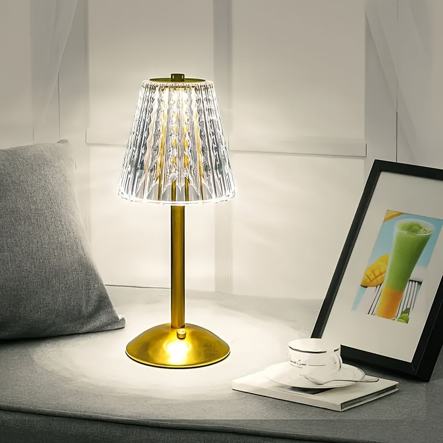 Kristall-Touch-Tischlampe mit dreifacher Farbdimmung und USB-Ladung | Temsk