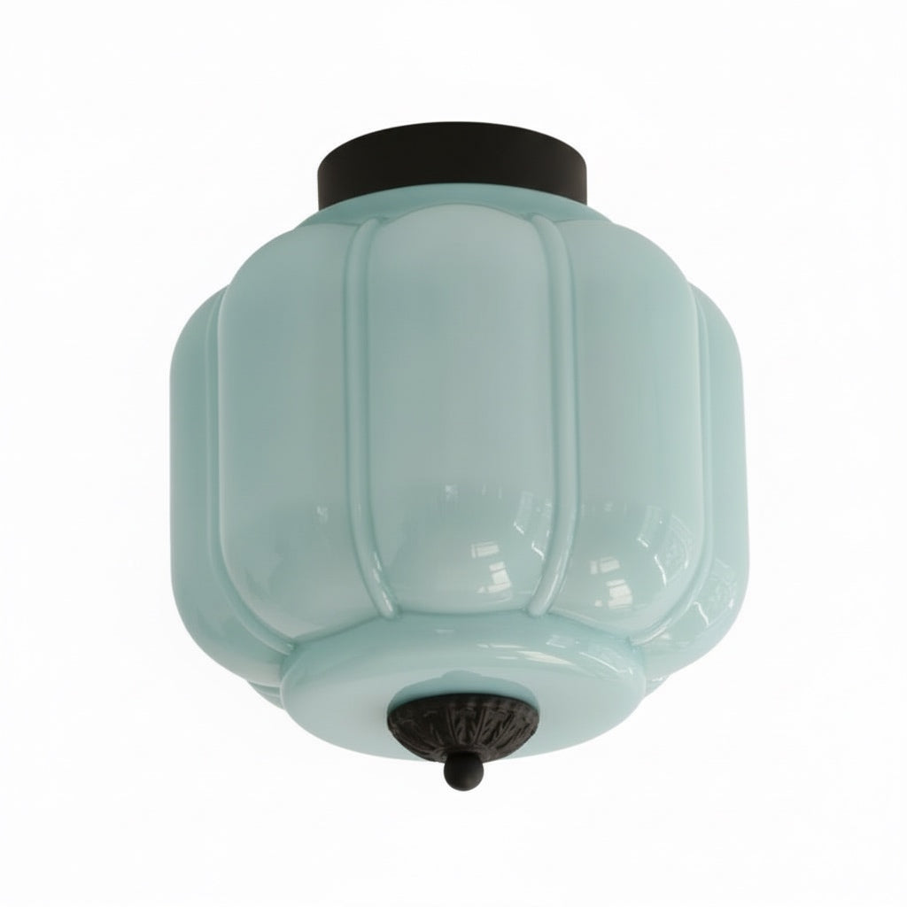Milk Glass Ceiling Light With Glass Shade, Modern Flush Mount, Scandinavian Style | Temsk