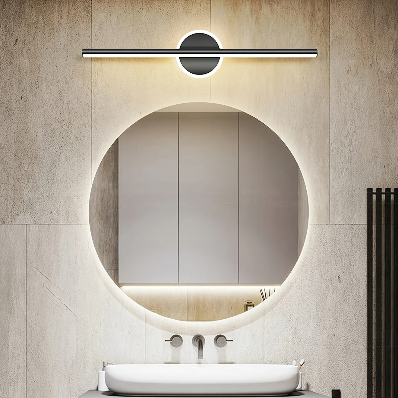 Luxe LED Spiegel-Wandlampe in Schwarz und Gold im minimalistischen Stil | Temsk