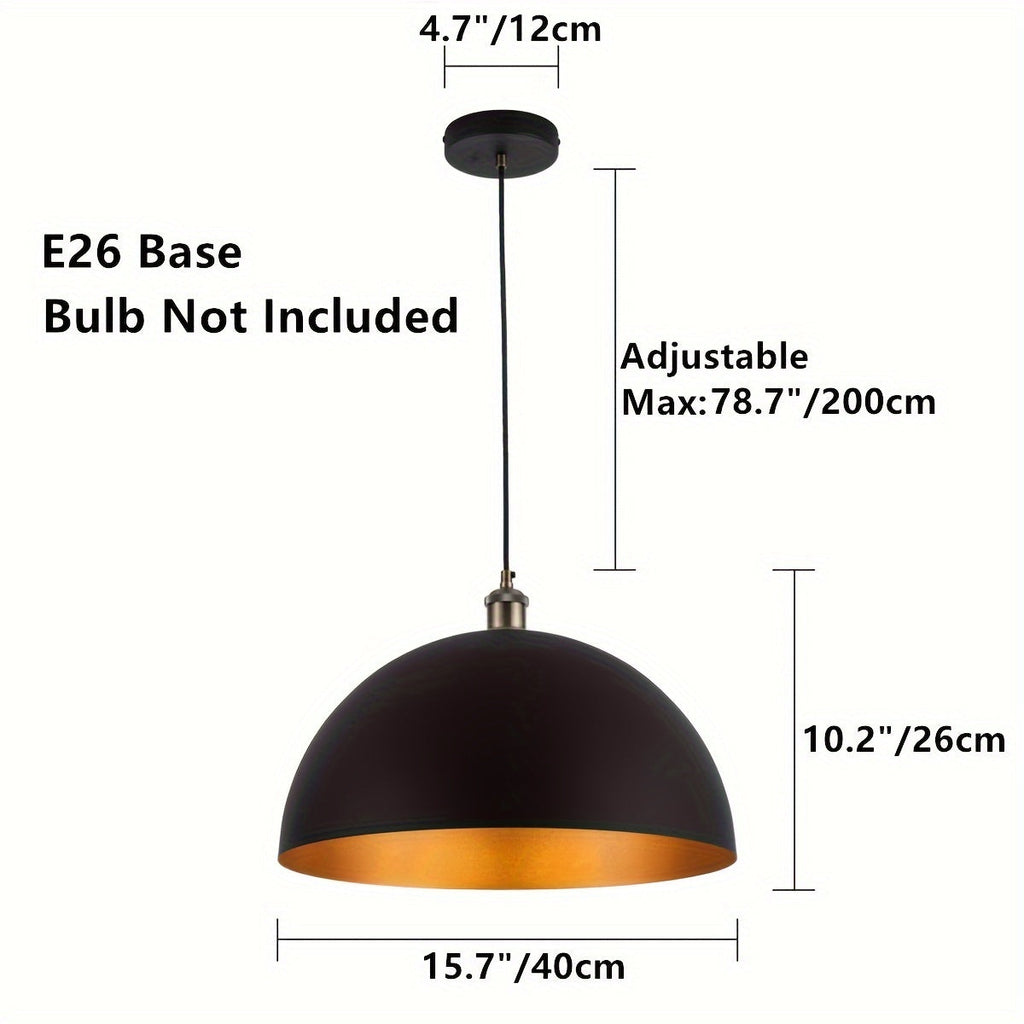 Industrielle schwarze Außenkuppel-Pendelleuchte mit goldener Innenbeschichtung | Temsk