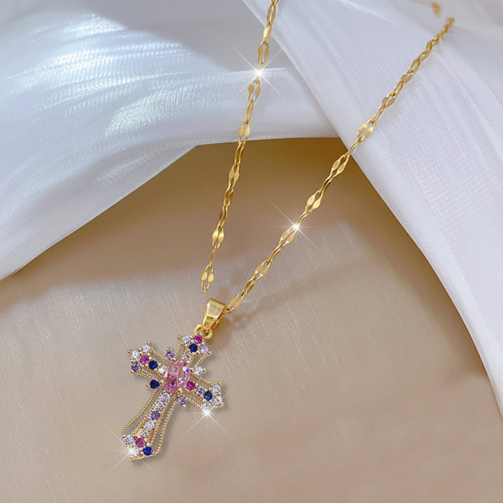 Gold Cross Pendant Necklace For Mothers Day Gift Jewelry | Temsk