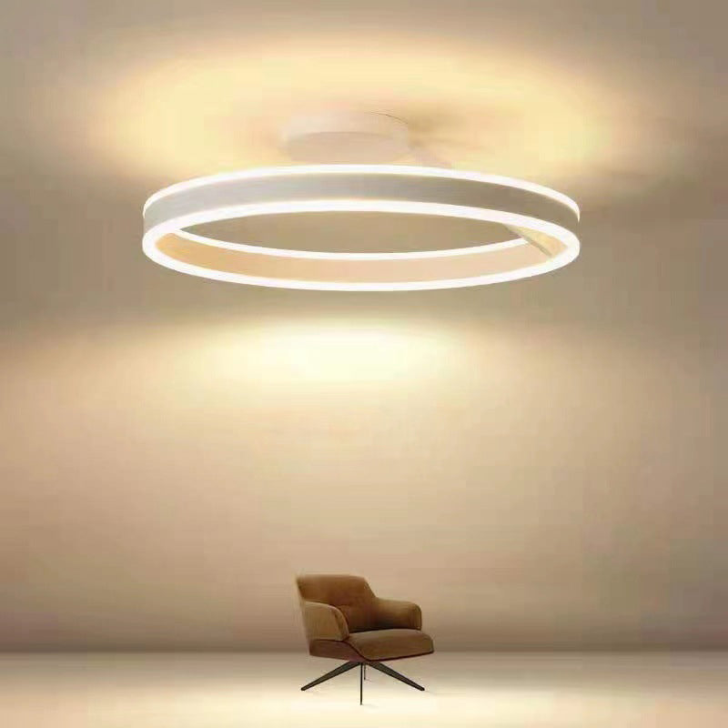 Dimmable LED Ring Ceiling Light Metal and Acrylic 50cm Black White | Temsk