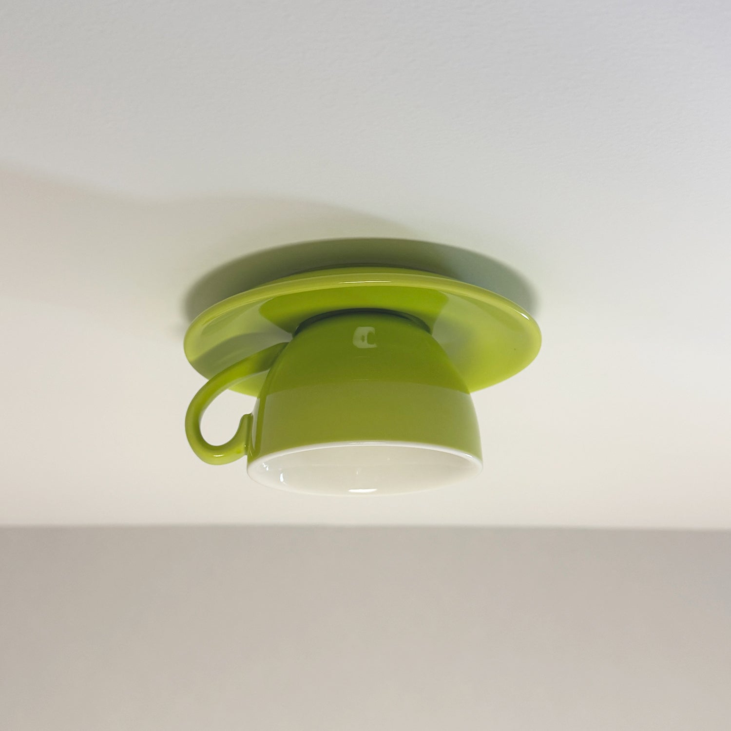 Coffee Cup Ceramic Ceiling Light With LED In Blue Pink For Bedroom And Living Room | Temsk