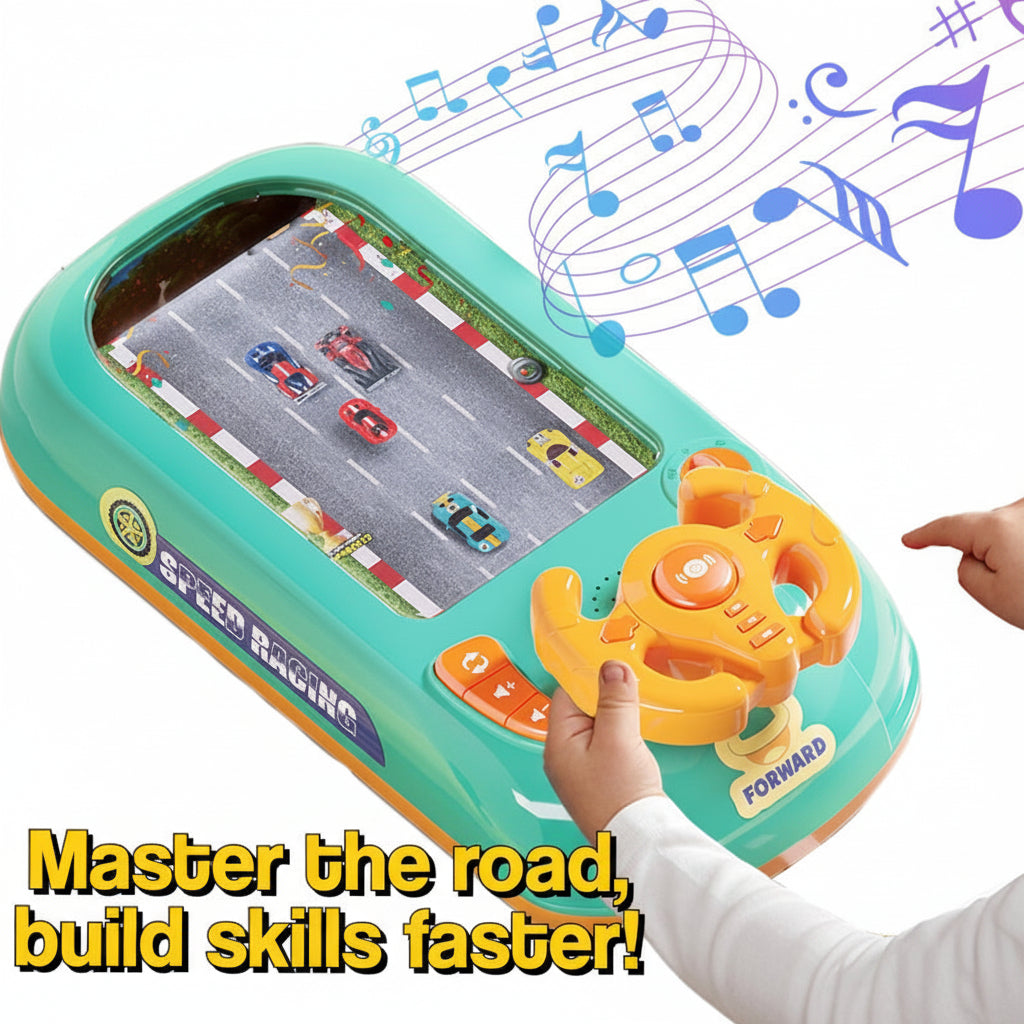 Kids Racing Console With Interactive Toy Steering Wheel | Temsk