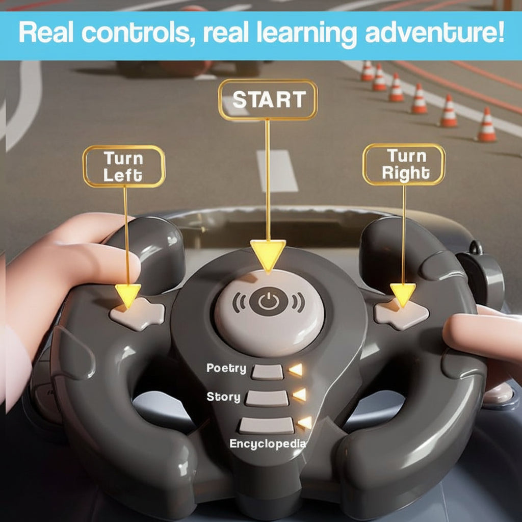 Kids Racing Console With Interactive Toy Steering Wheel | Temsk