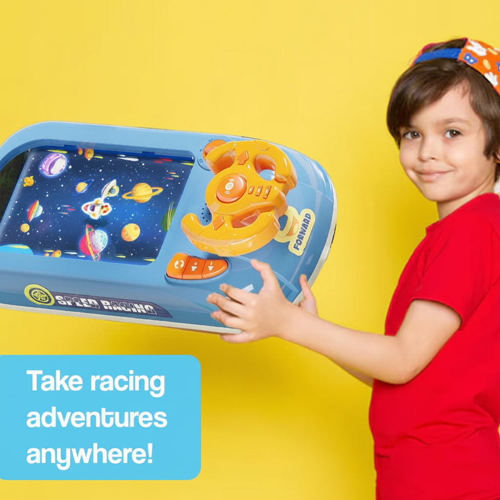 Kids Racing Console With Interactive Toy Steering Wheel | Temsk