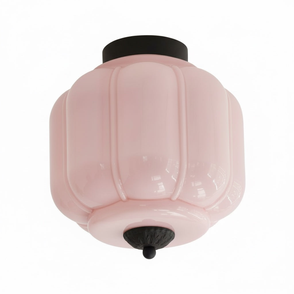 Milk Glass Ceiling Light With Glass Shade, Modern Flush Mount, Scandinavian Style | Temsk