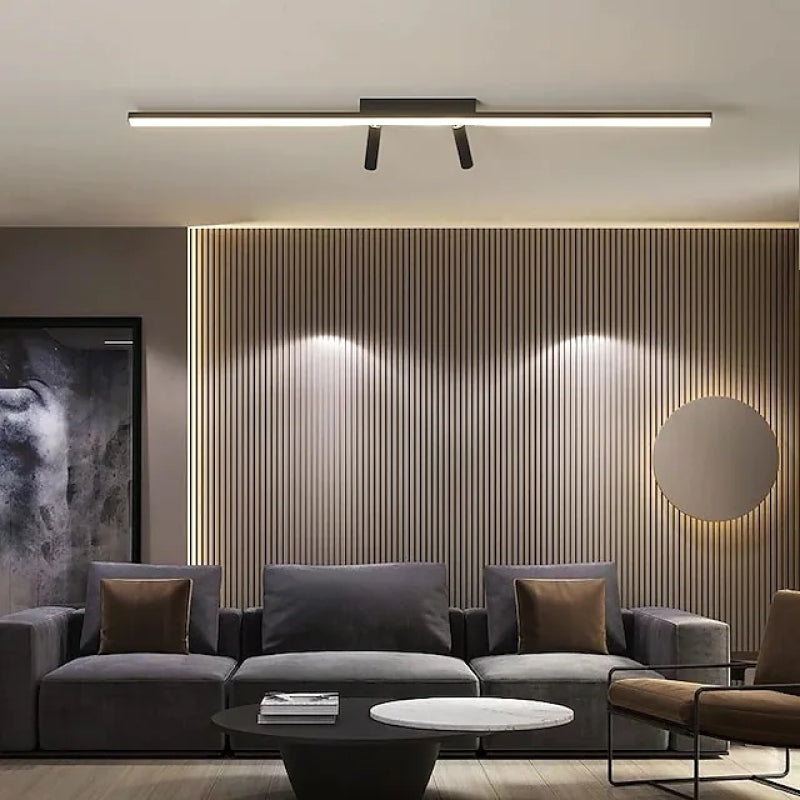 Černé lineární LED stropní světlo s nastavitelnými reflektory 80–100 cm | Temsk