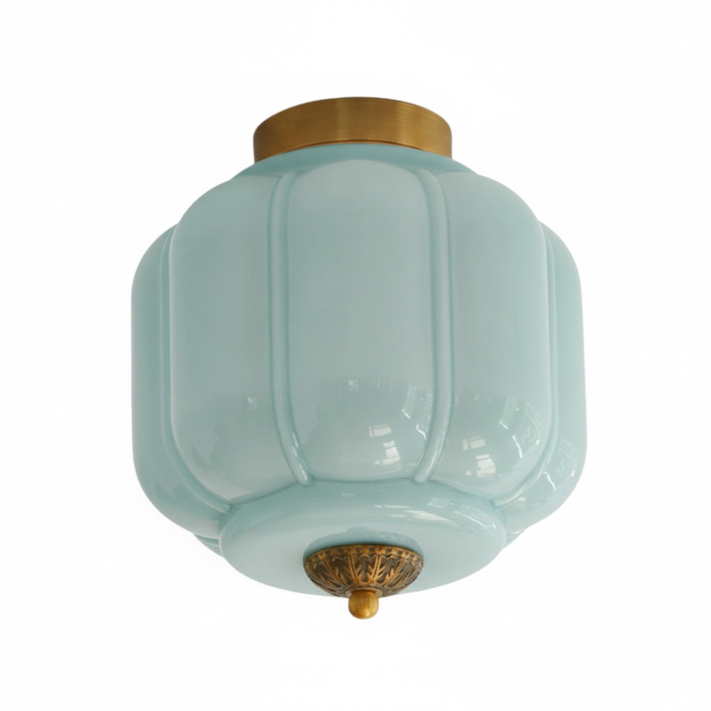 Milk Glass Ceiling Light With Glass Shade, Modern Flush Mount, Scandinavian Style | Temsk