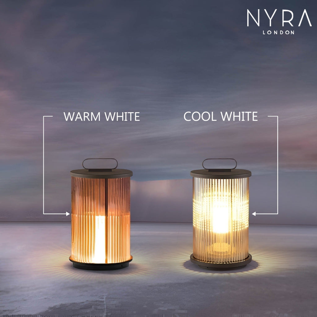 Solmere Ribbed Glass Outdoor Lantern Lamp Waterproof Garden Light | Temsk