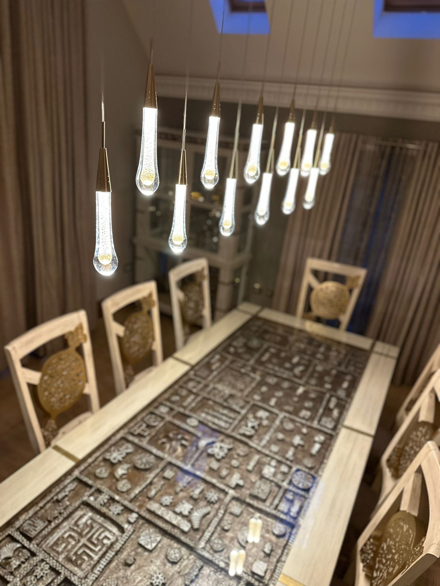Auric Golden Droplet Pendant Lights with Crystal Finish | Temsk
