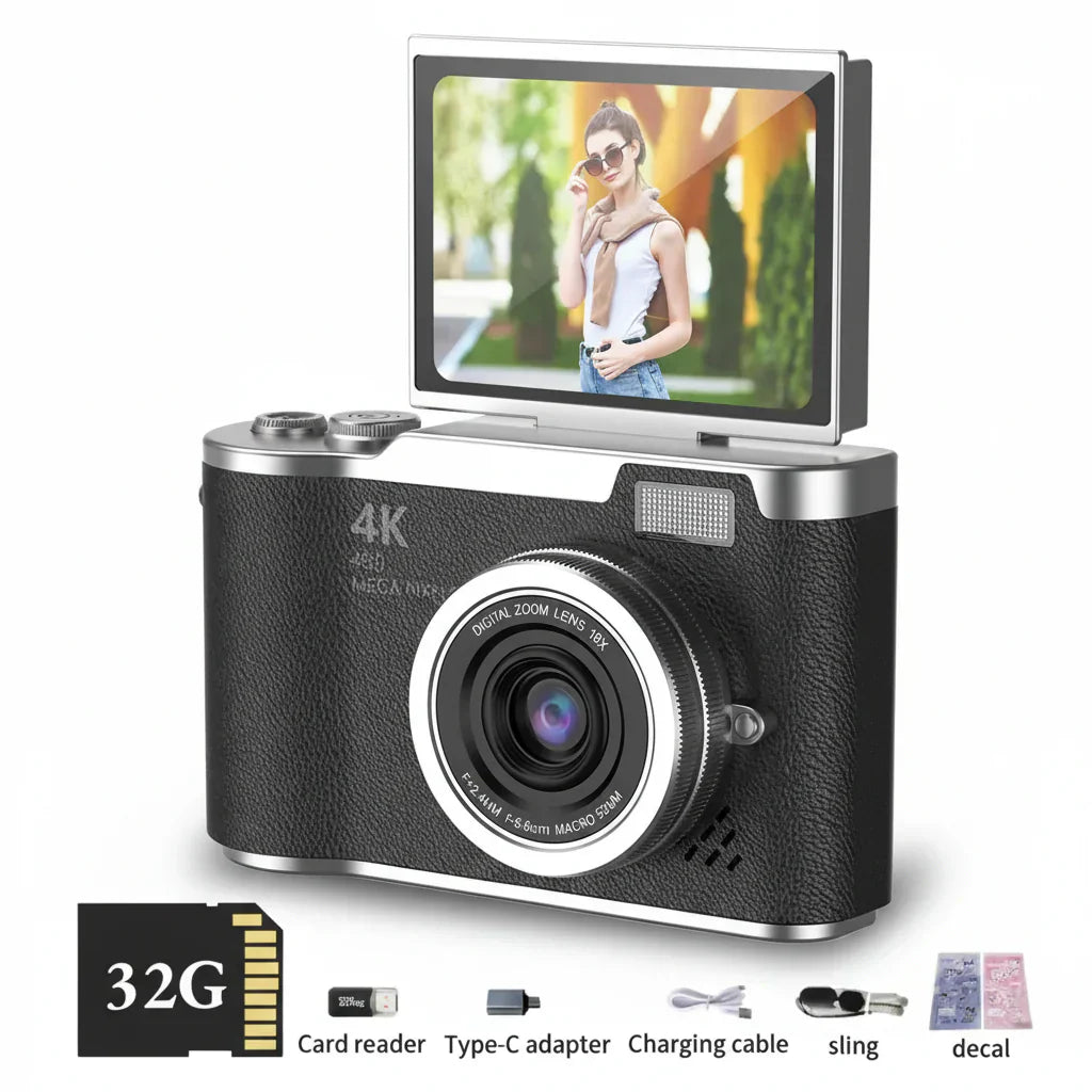 4K Flip Screen Digital Camera With 48MP And 8X Zoom For Photos And Video | Temsk