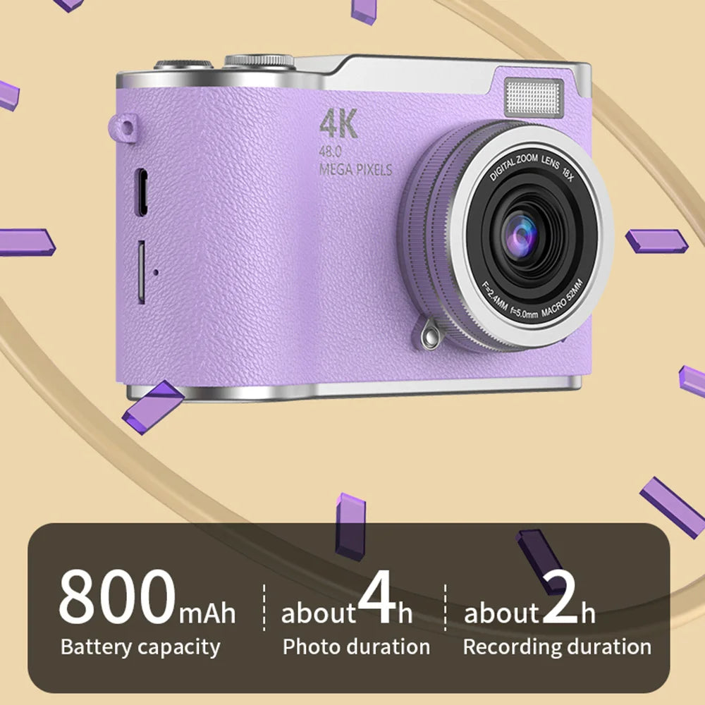 4K-Digitalkamera mit Klappbildschirm, 48MP und 8-fachem Zoom für Fotos und Videos | Temsk