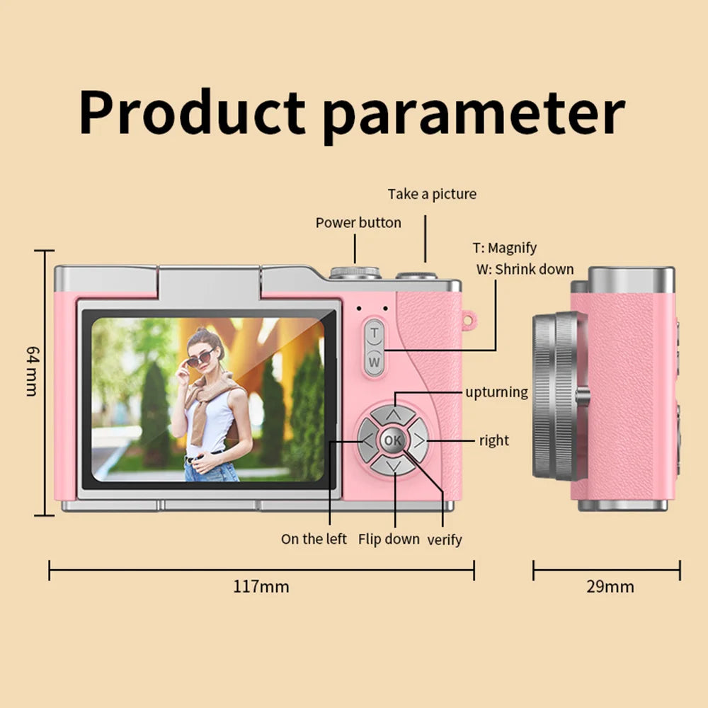 4K-Digitalkamera mit Klappbildschirm, 48MP und 8-fachem Zoom für Fotos und Videos | Temsk