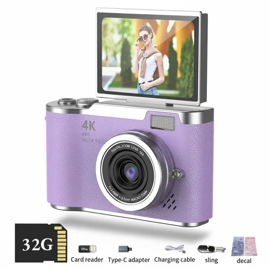 4K Flip Screen Digital Camera With 48MP And 8X Zoom For Photos And Video | Temsk