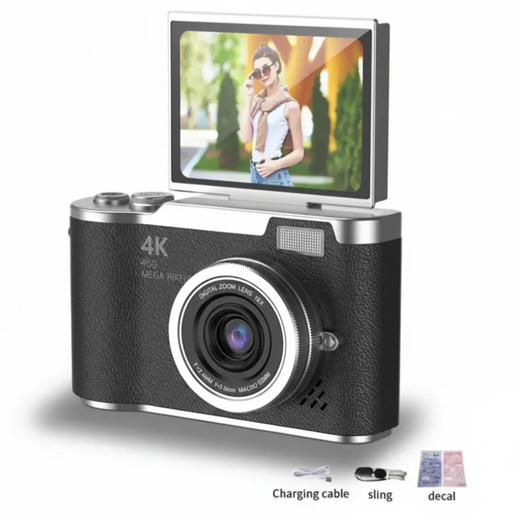 4K-Digitalkamera mit Klappbildschirm, 48MP und 8-fachem Zoom für Fotos und Videos | Temsk