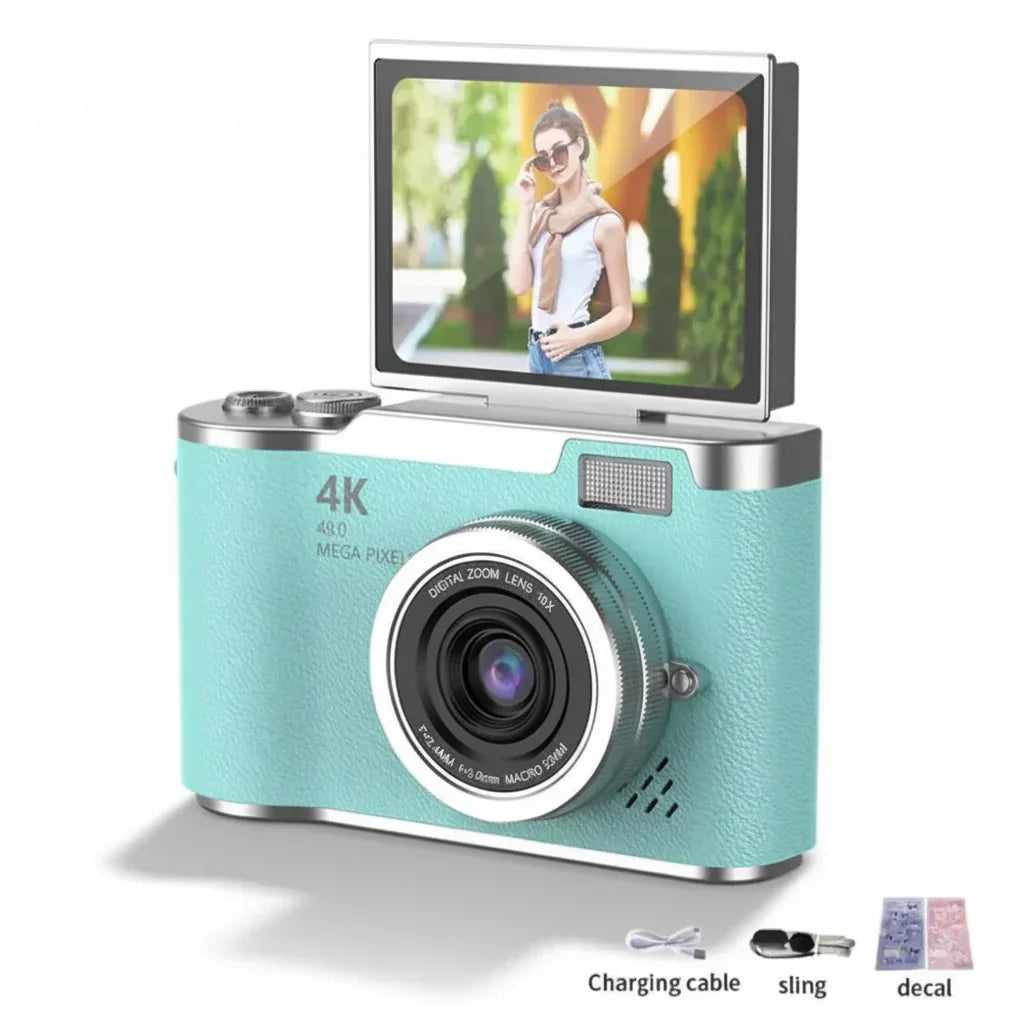 4K-Digitalkamera mit Klappbildschirm, 48MP und 8-fachem Zoom für Fotos und Videos | Temsk