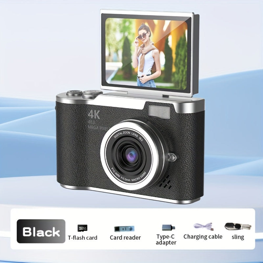 4K Vlogging Camera With Compact Design And Flip Screen For Easy Recording | Temsk