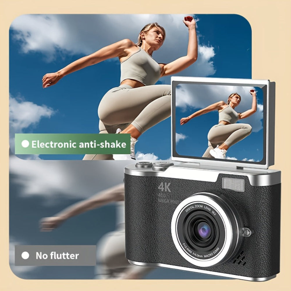 4K Vlogging Camera With Flip Screen Compact Digital Recorder | Temsk