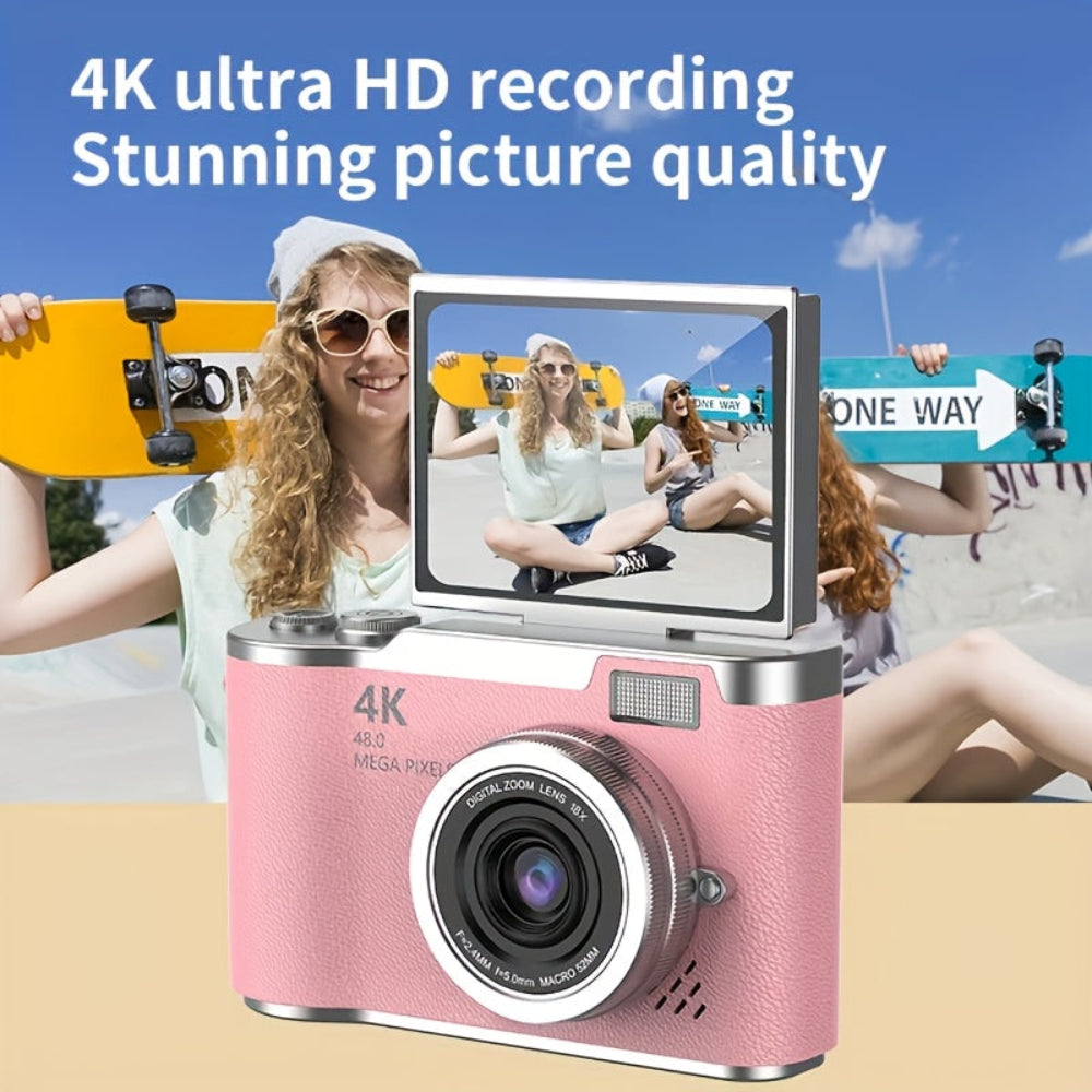 4K Vlogging Camera With Flip Screen Compact Digital Recorder | Temsk