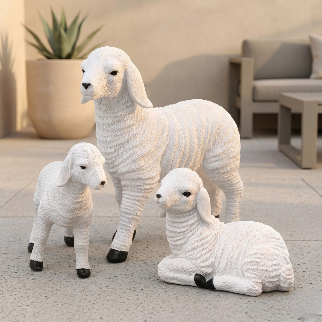 Whimsical Mini Lamb Garden Figurine For Flower Pot Decor | Temsk