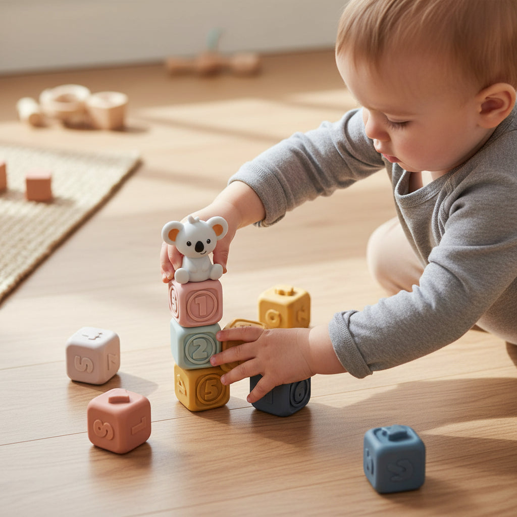 Soft Sensory Stacking Blocks With Teething Cubes For Babies | Temsk