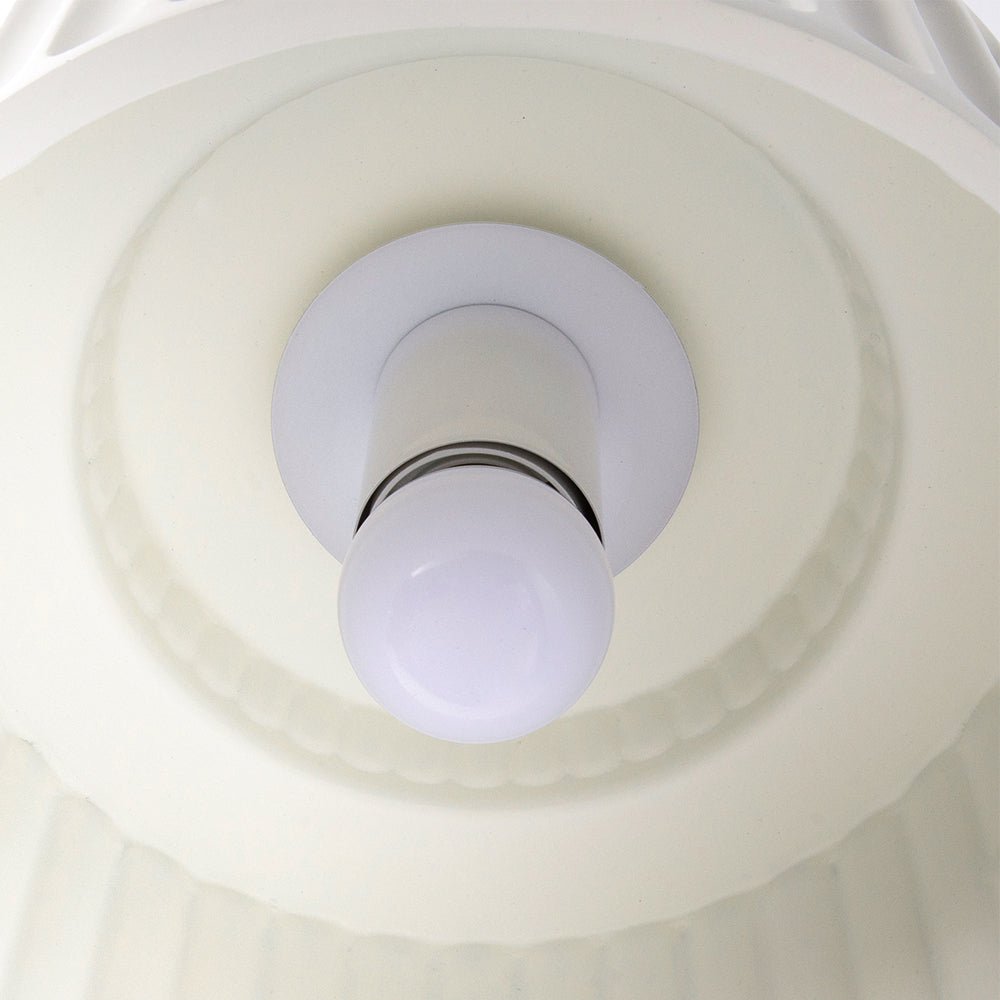 Ribbed Resin Ceiling Light E27 White Compact Retro Design Lamp For Living Room | Temsk