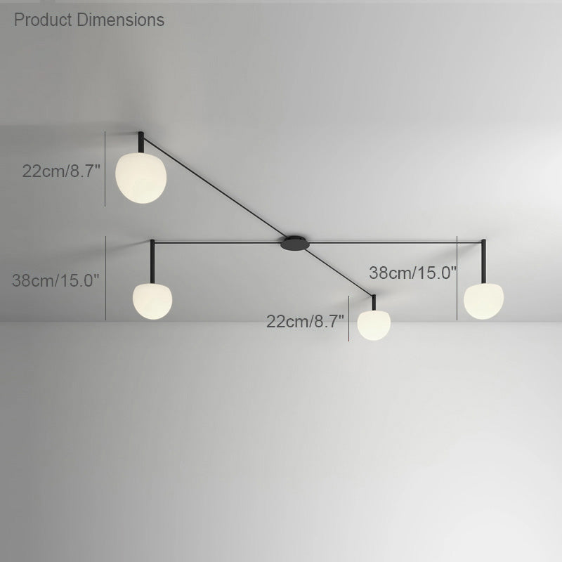Adjustable Glass Globe Ceiling Lamp With White Metal Frame for Modern Living Room | Temsk