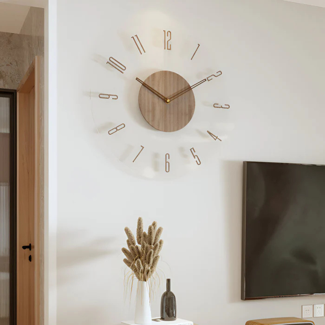 Nordische Holz-Wanduhr mit geräuschlosem Quarzwerk-Design | Temsk