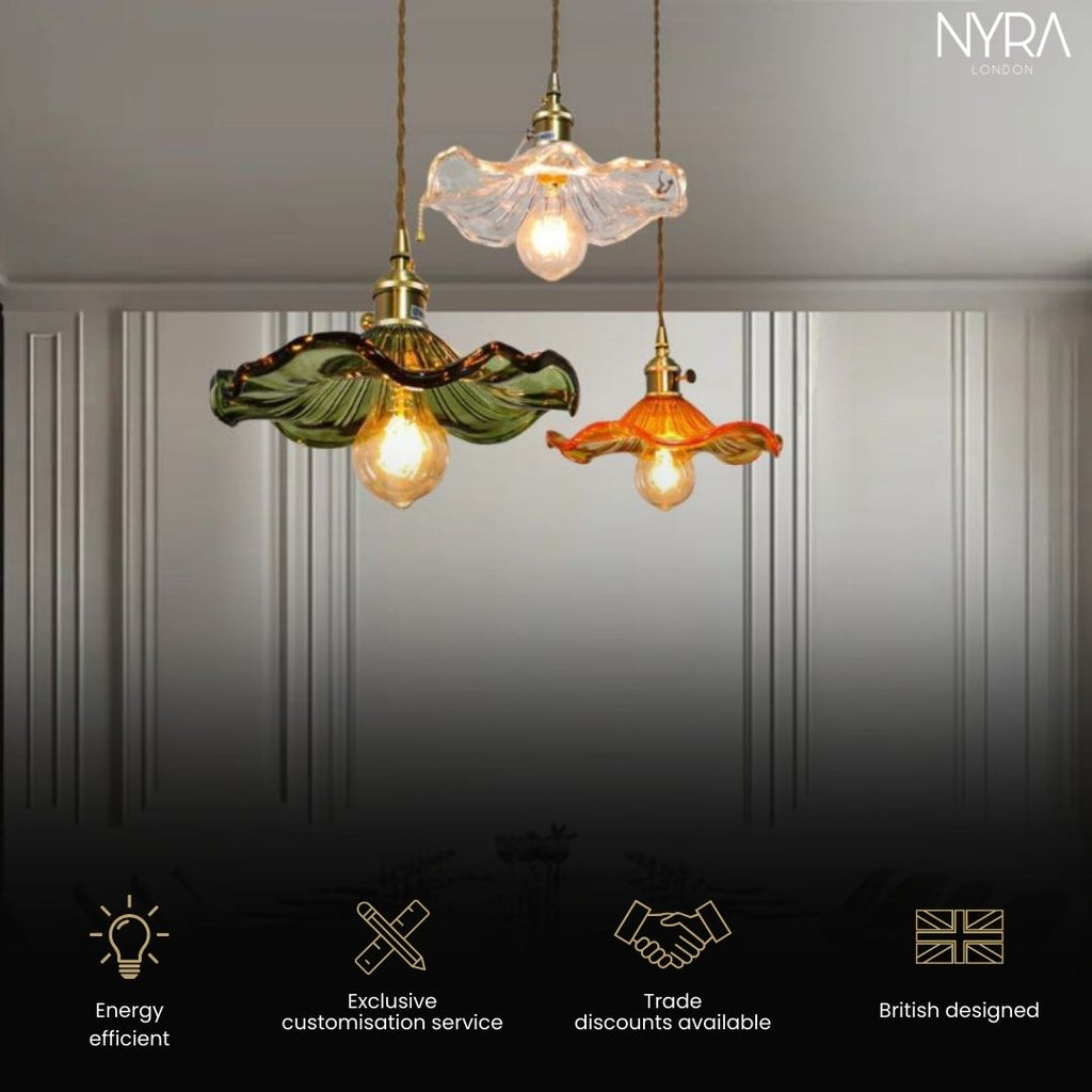 Lyra Glass Pendant Lights With Nordic Floral Motifs | Temsk