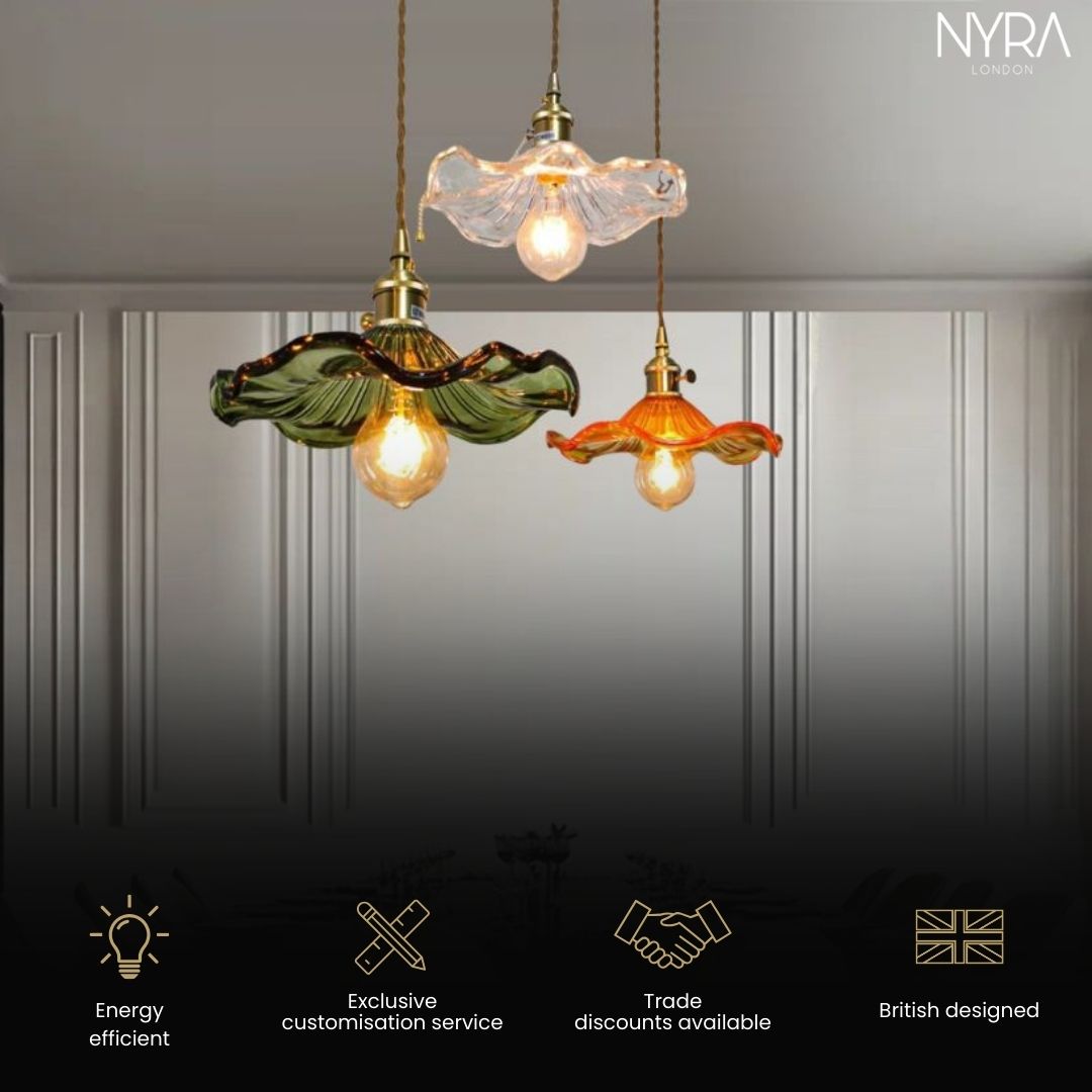 Lyra Glass Pendant Lights With Nordic Floral Motifs | Temsk