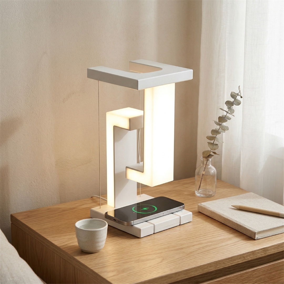 Floating Desk Lamp With Built-In Wireless Charging | Temsk