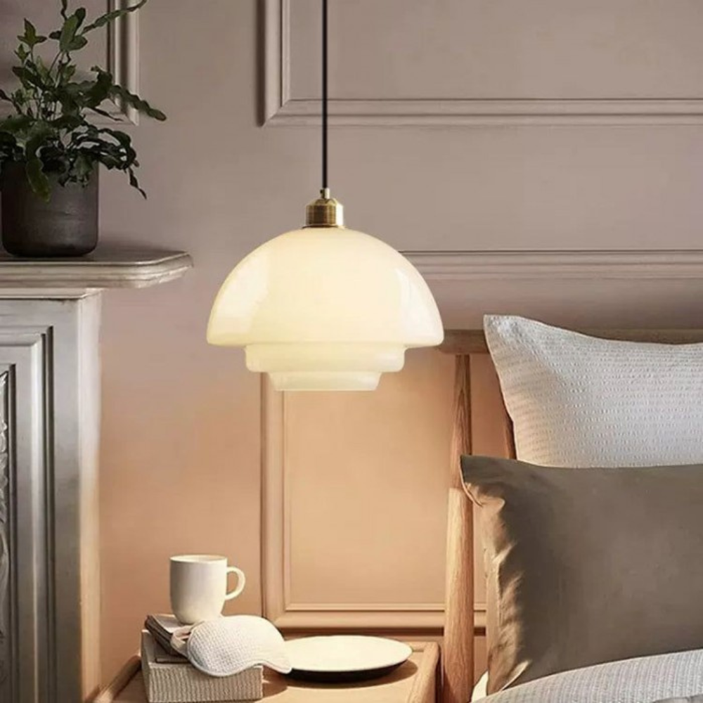 Gold Finish Art Deco Ceiling Lamp With Brass And Glass Vintage Design | Temsk