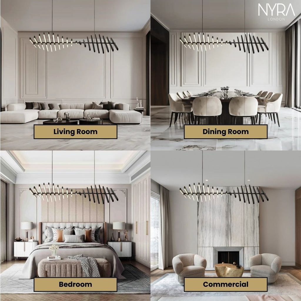 LatticeChord Chandelier Aluminum Modern Pendant With Remote And 40 E26/E27 Sockets | Temsk