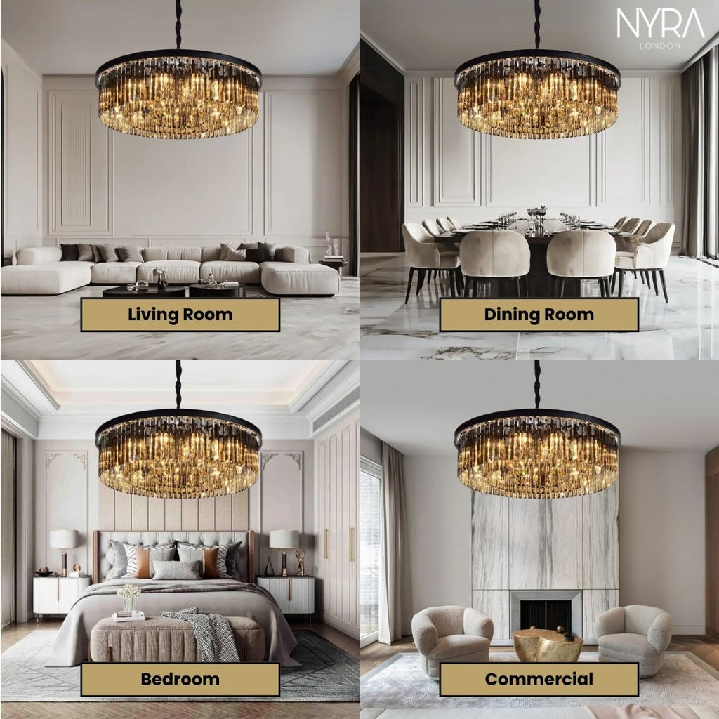 Lyrae Grey Crystal Chandelier for Elegant Living Rooms | Temsk