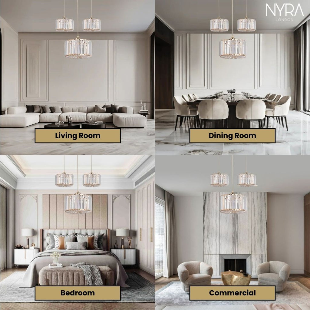 NovaCrystal Two-Tier Crystal Pendant Light With Angled Glass Prisms | Temsk
