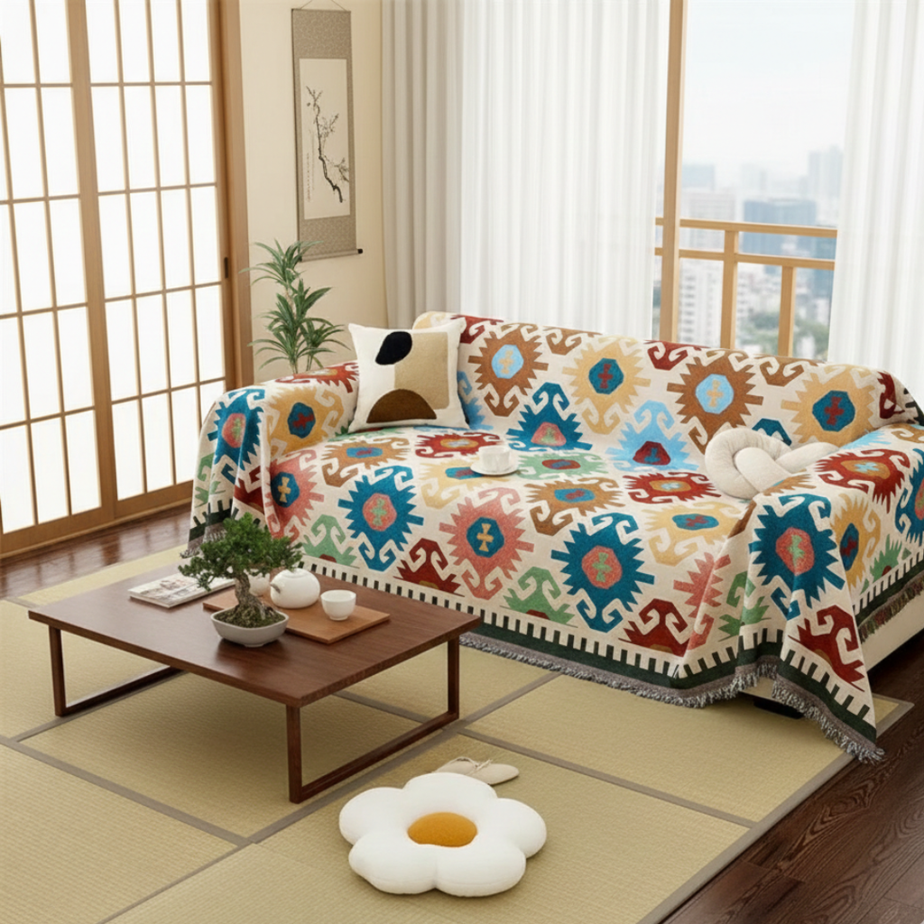 Boho Woven Couch Cover For Sofas And Living Room Decor | Temsk