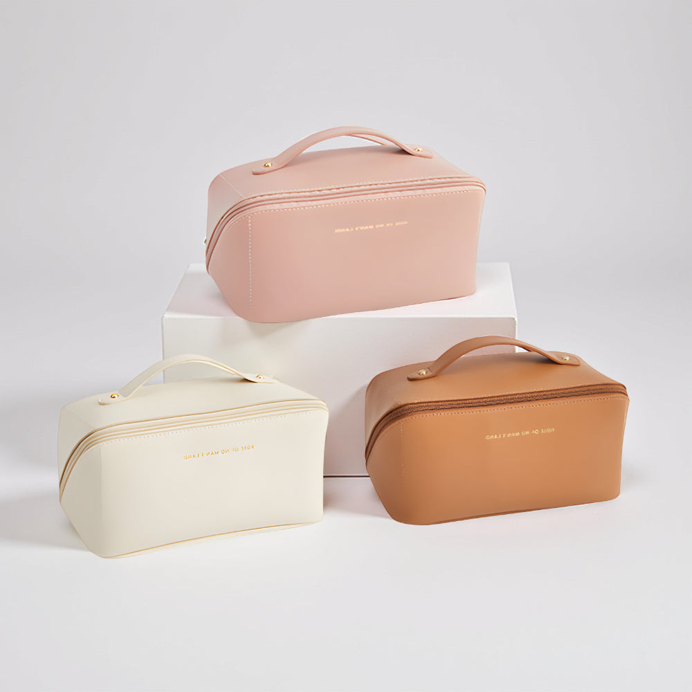 Travel Makeup Bag With PU Shell And Cosmetic Case Large Capacity | Temsk