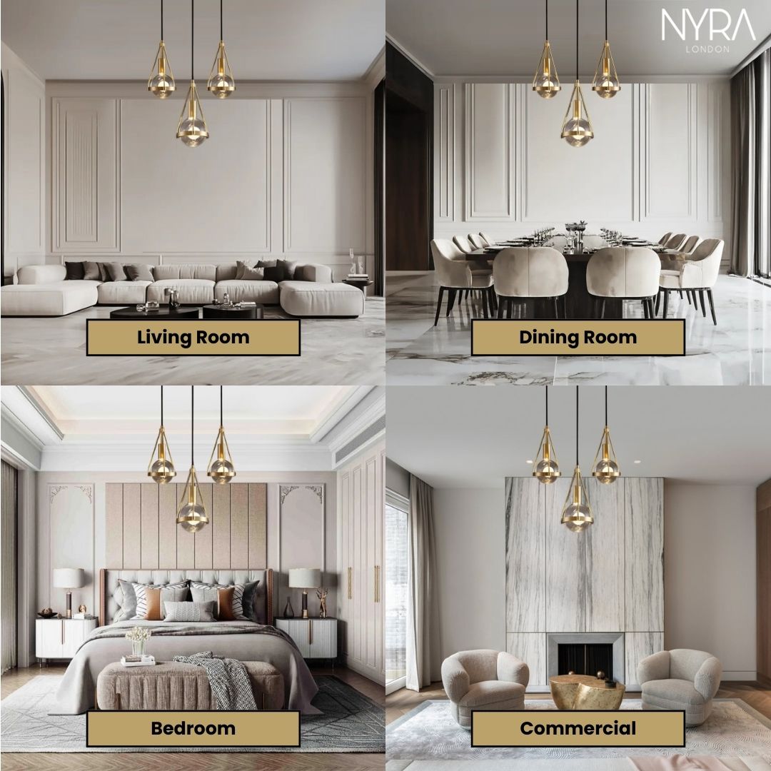Ardena Nordic Gold Pendant Lights with Dandelion Glow | Temsk