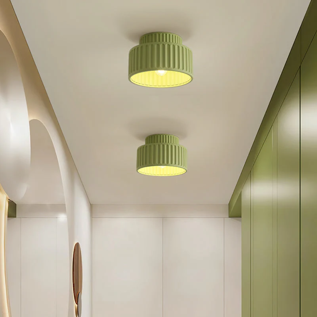 Vesper Ribbed Vintage Semi Flush Ceiling Light For Low Ceilings | Temsk