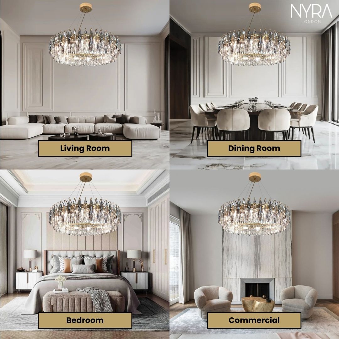 Aventis Crystal Chandelier in Bronze Finish for Hallways and Living Rooms | Temsk