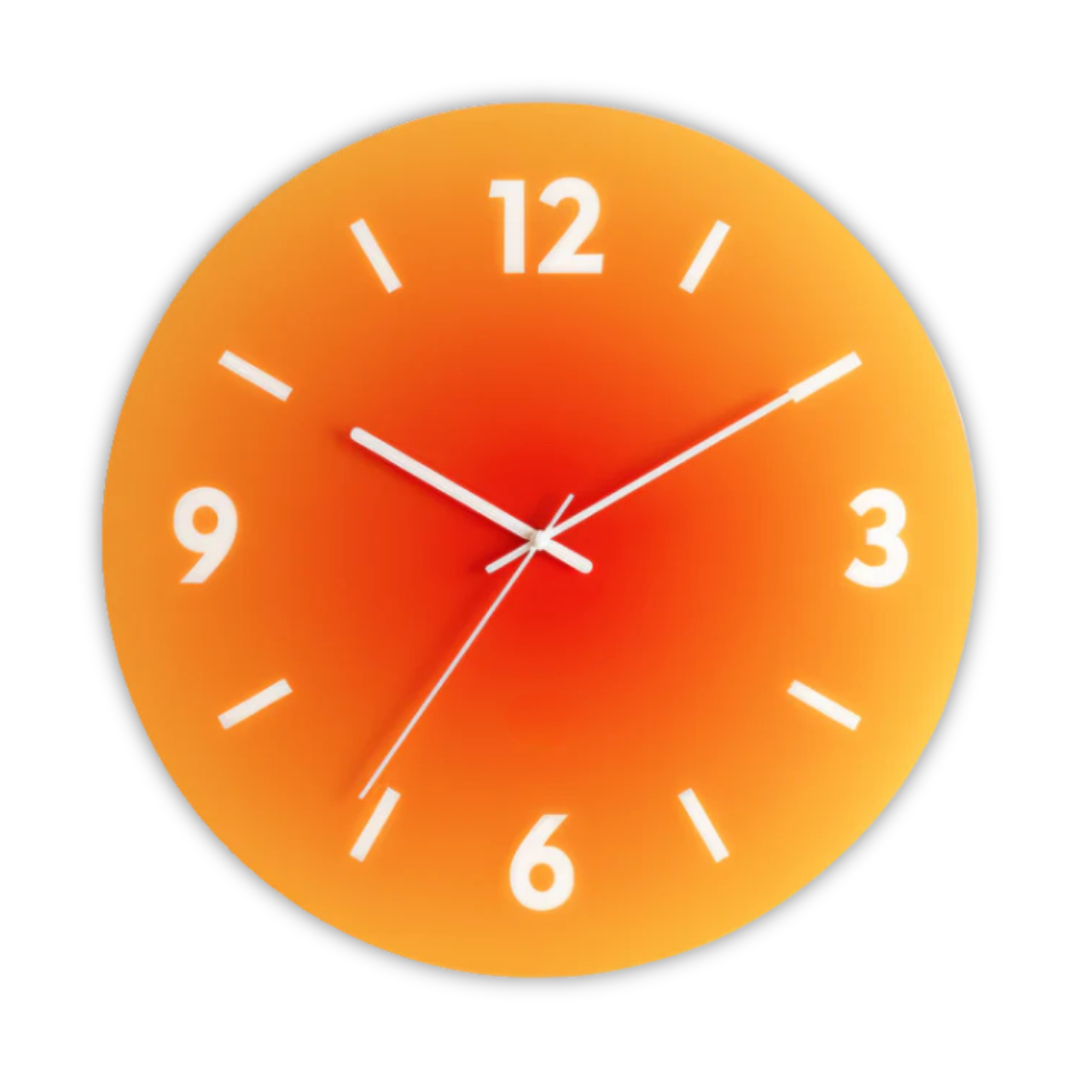 Sunset Glas Wanduhr mit Farbverlauf-Finish | Temsk