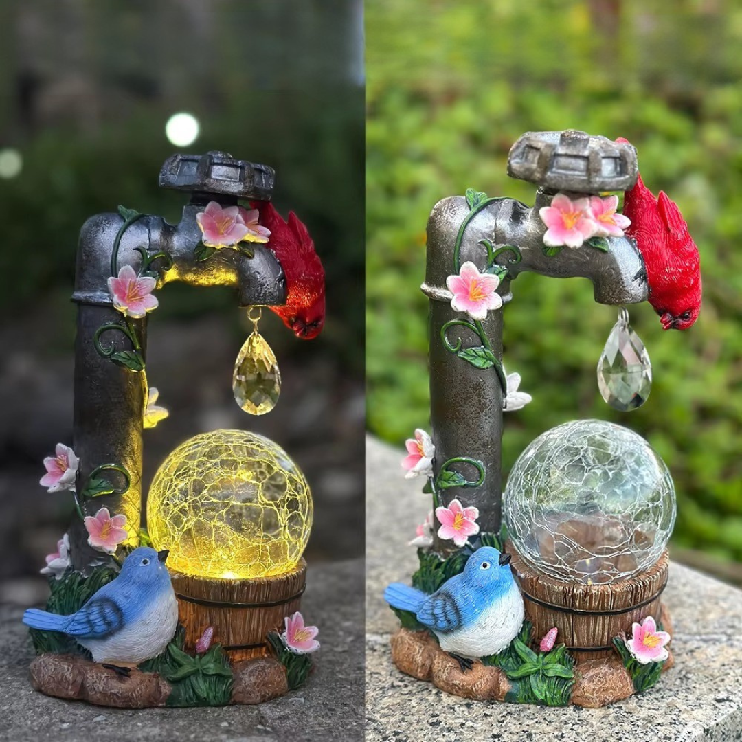 Elegant Solar Cardinal Garden Statue For Outdoor Decor | Temsk