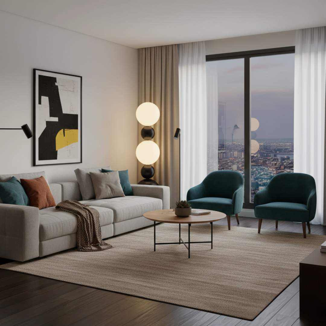 Glass Globe Floor Lamp for Living Room and Bedroom Decor | Temsk