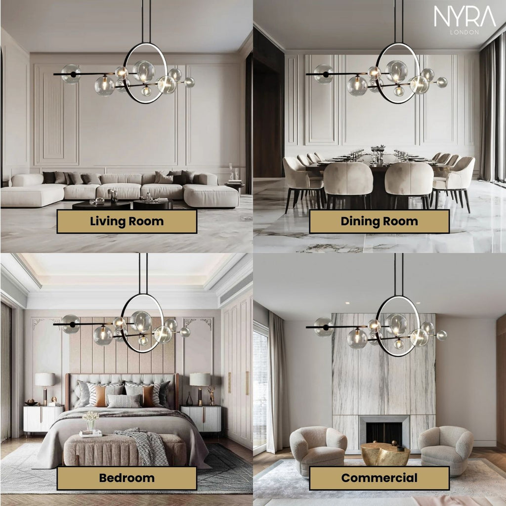 Aurelia Glass Chandelier By LumeCraft With Aluminum Frame And Hand Blown Glass | Temsk