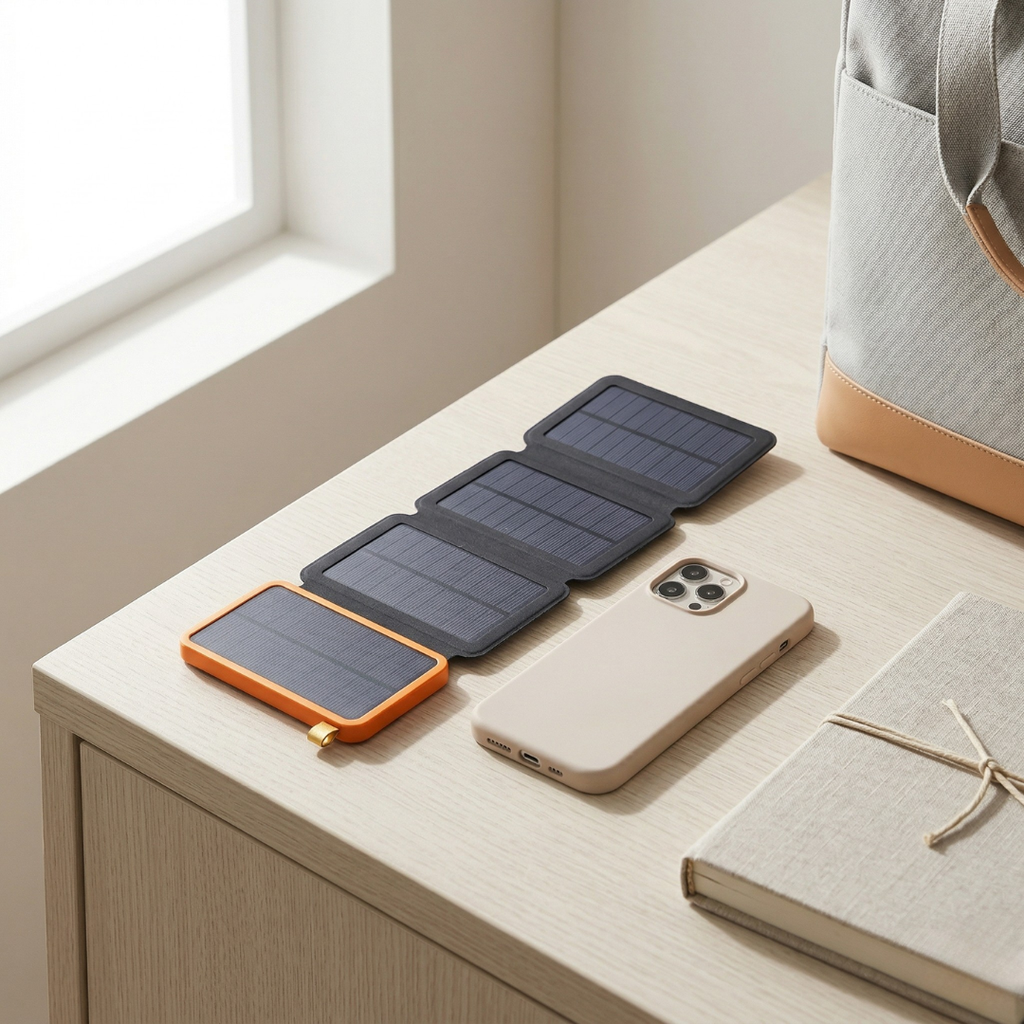 Solcelledrevet powerbank med lommelygte til udendørs eventyr | Temsk