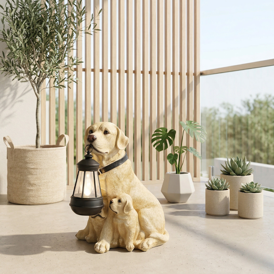 Solar Puppy Garden Ornament for Outdoor Patio and Garden Decor | Temsk