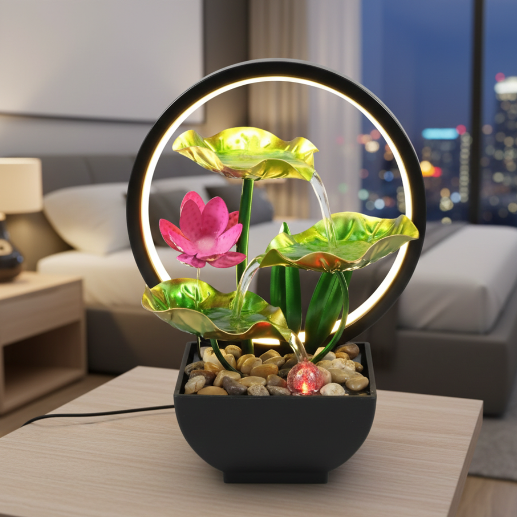 LED Tabletop Water Fountain For Home Or Office Decor | Temsk