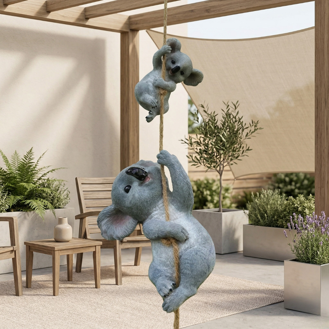 Koala Garden Swing Figurine for Enchanted Outdoor Decor | Temsk