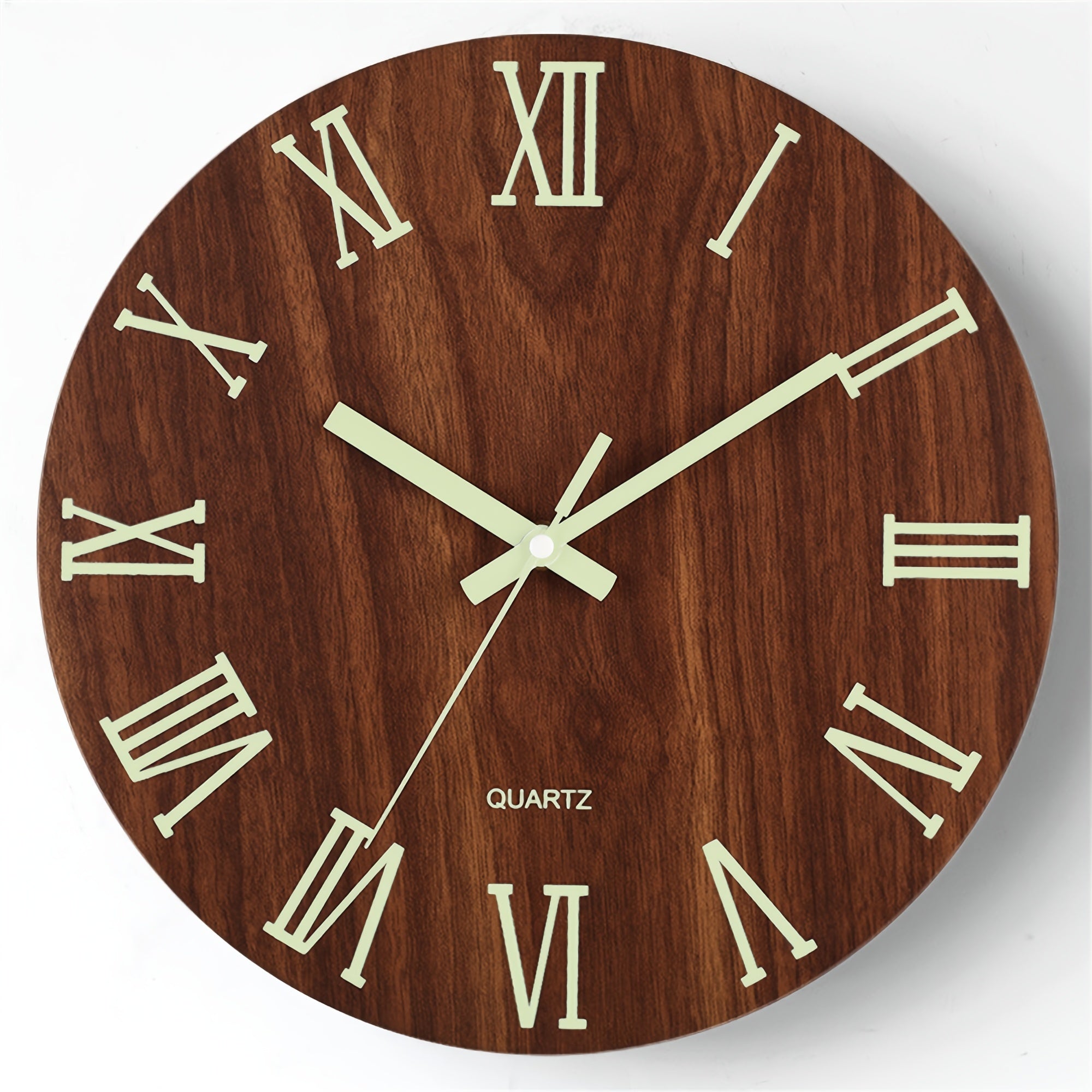 Wanduhr aus Walnussholz mit leuchtendem Glow und geräuschlosem Quarzwerk | Temsk